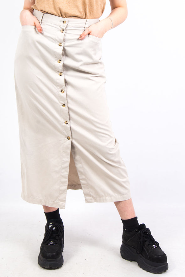 Vintage Beige Cotton Maxi Skirt
