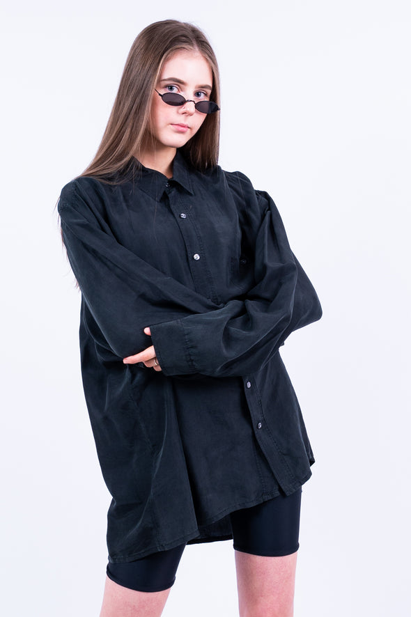 Vintage 90's Black Silk Shirt