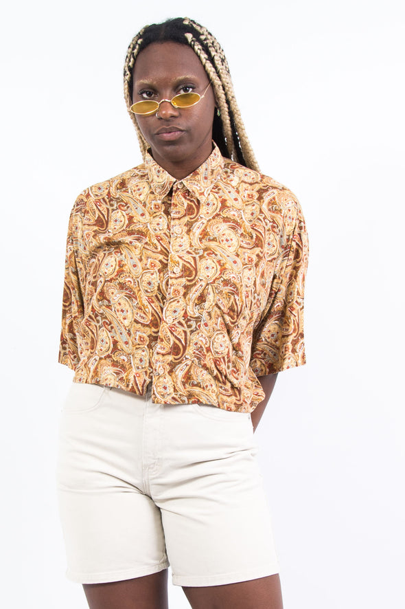 Vintage 90's Cropped Paisley Shirt