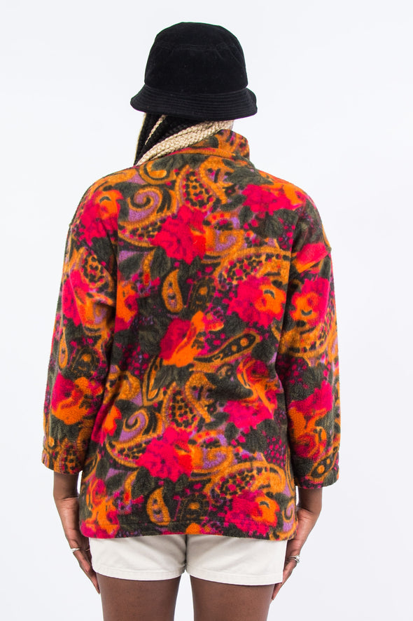 Vintage 90's Bright Floral Fleece Jacket