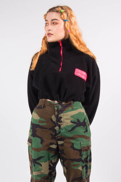 Vintage 90's Adidas Cropped Black and Pink Fleece