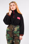 Vintage 90's Adidas Cropped Black and Pink Fleece
