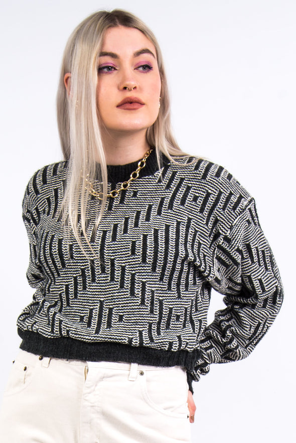Vintage 90's Abstract Cropped Knit Jumper
