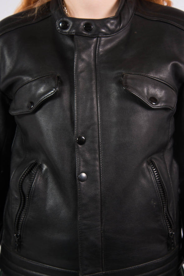 Vintage 90's Black Leather Biker Jacket