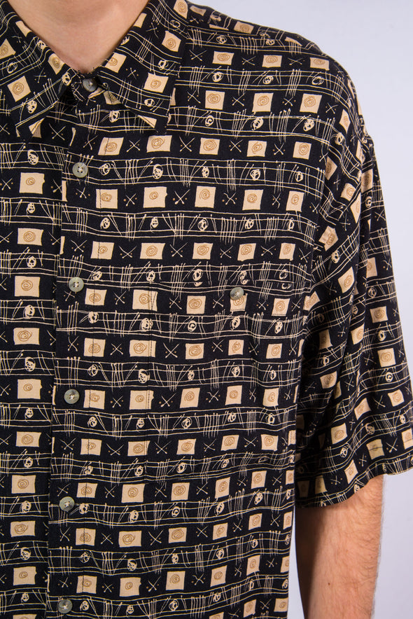 90's Vintage Short Sleeve Patterned Festival Shirt