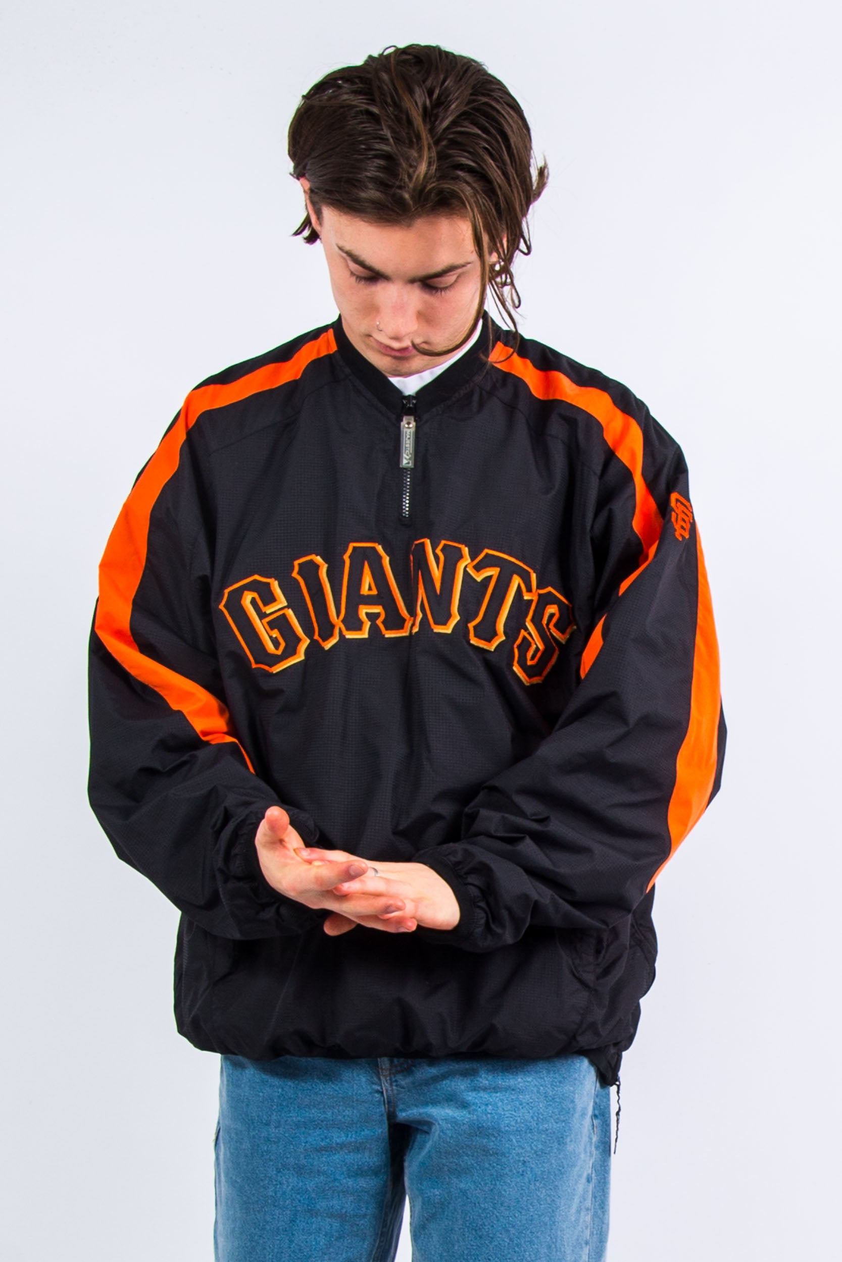 Casual Denim with SF Giants Windbreaker