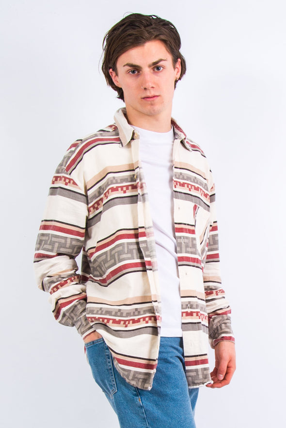 90's Vintage Aztec Pattern Flannel Shirt