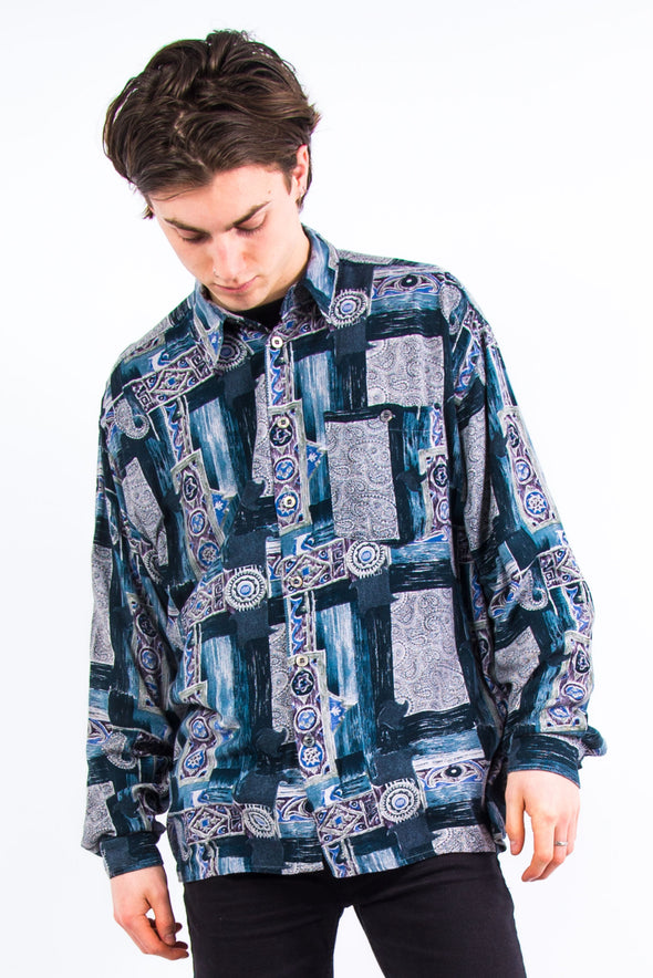 90's Abstract Paisley Pattern Shirt
