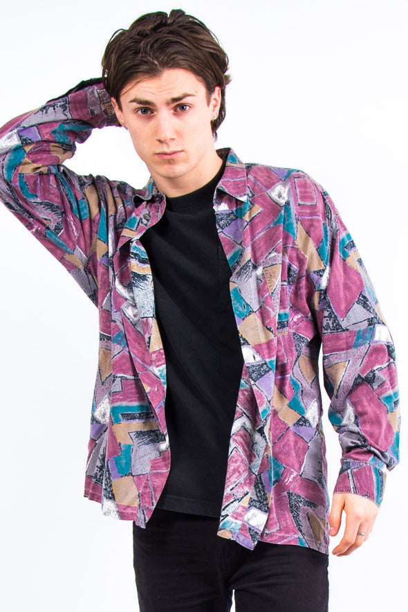 90's Pink Abstract Patterned Shirt