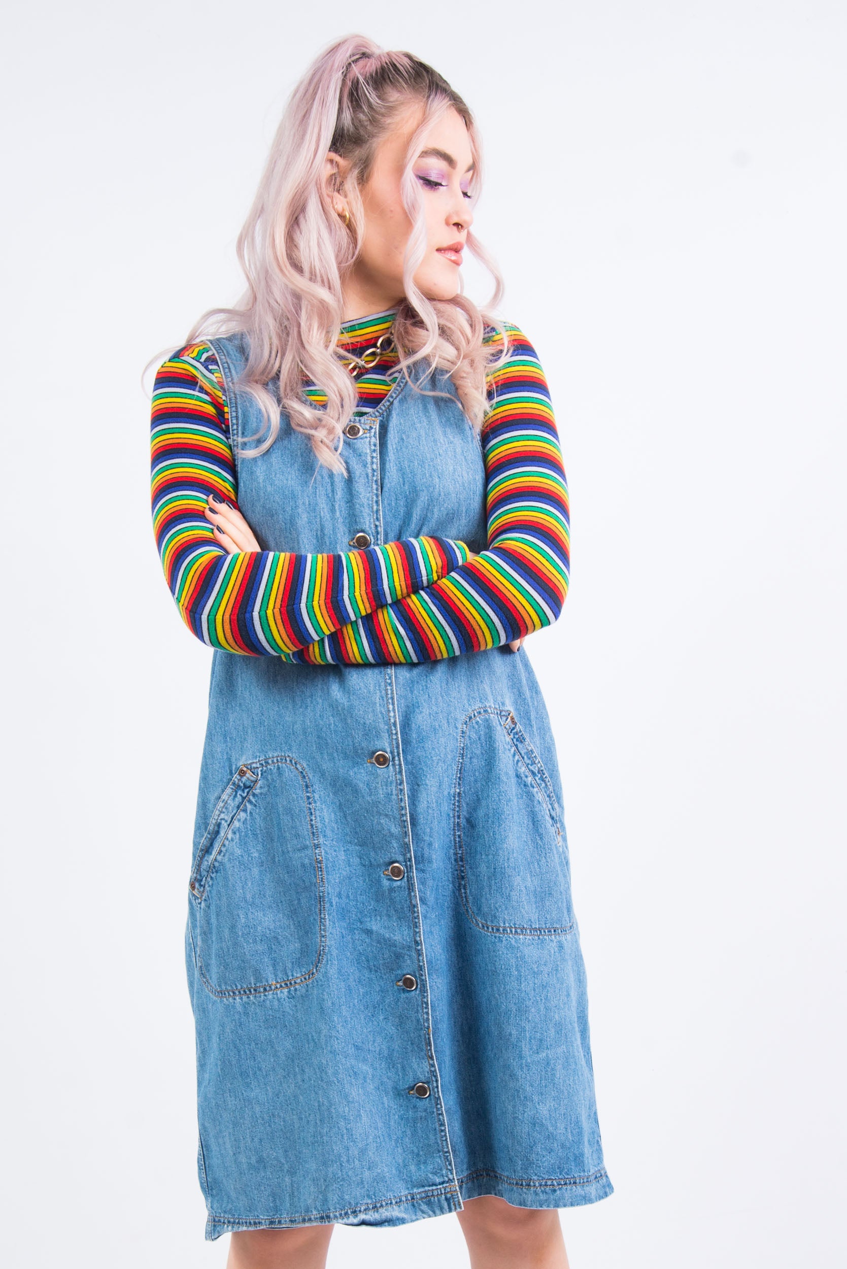 Vintage 90's Denim Pinafore Dress | THE VINTAGE SCENE The Vintage Scene Vintage 90's Denim Pinafore Dress | THE VINTAGE SCENE The Vintage Scene