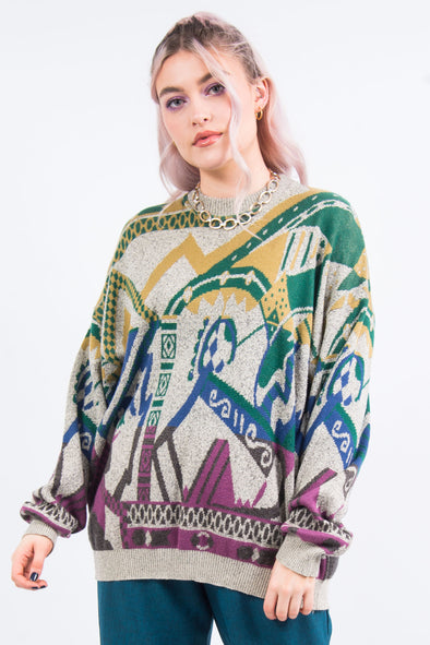 Vintage 90's Abstract Knit Jumper