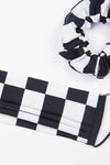 Checker Board Print Face Mask & Matching Scrunchie