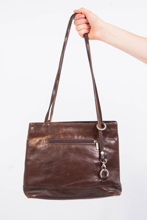 Vintage 90's Brown Leather Shoulder Bag