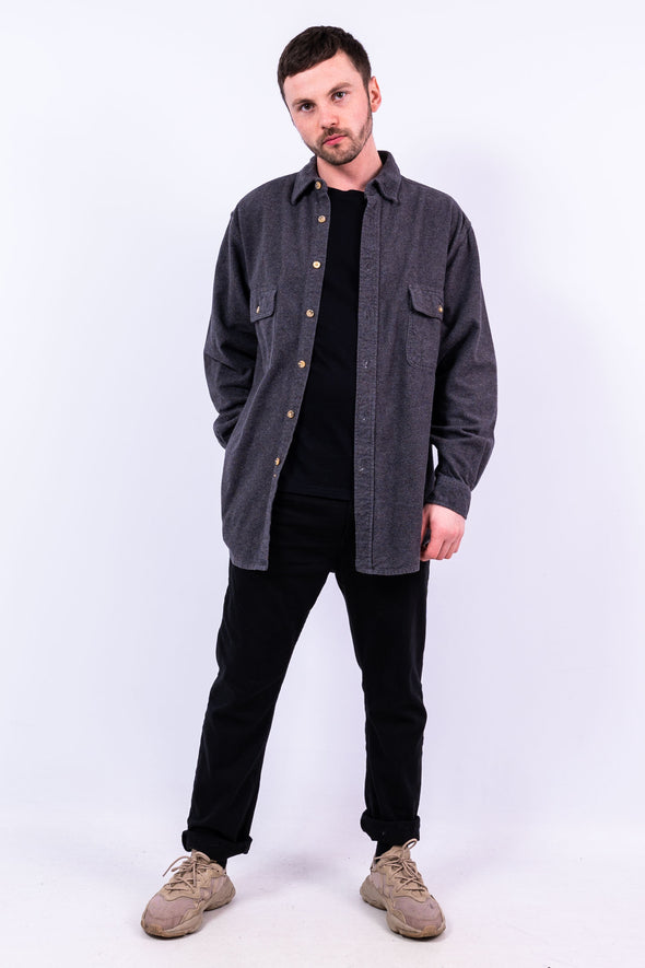 90's Thick Grey Flannel Shirt
