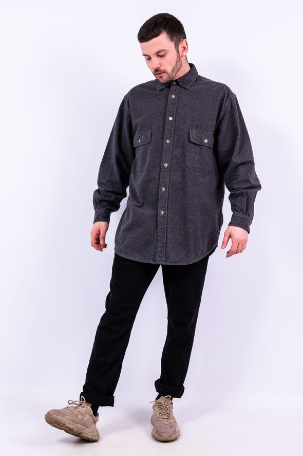90's Thick Grey Flannel Shirt