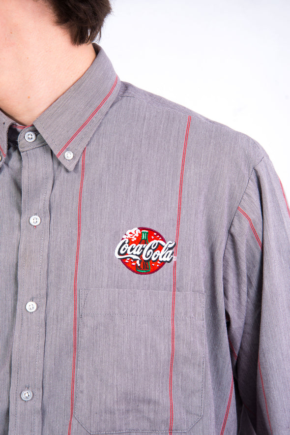Vintage Coca Cola Striped Work Shirt