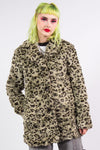 90's Vintage Leopard Print Faux Fur Coat
