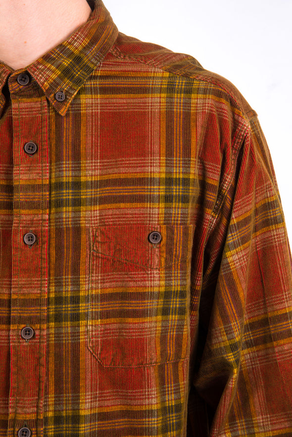90's Vintage Checked Cord Shirt