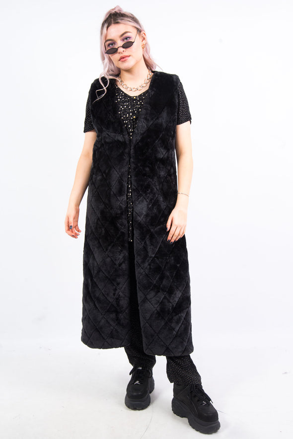 Vintage Y2K Longline Faux Fur Gilet