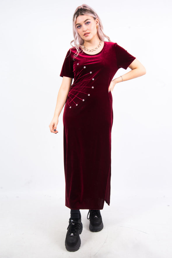 Vintage 90's Embellished Velvet Maxi Dress