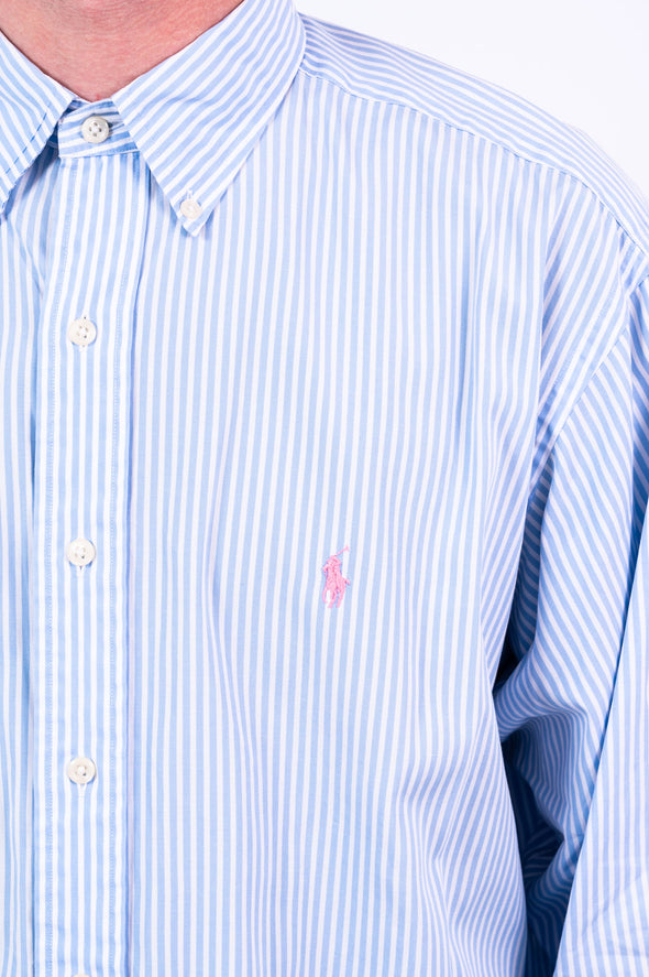 90's Ralph Lauren Blue Striped Shirt