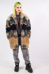 Vintage 90's Patterned Faux Fur Coat