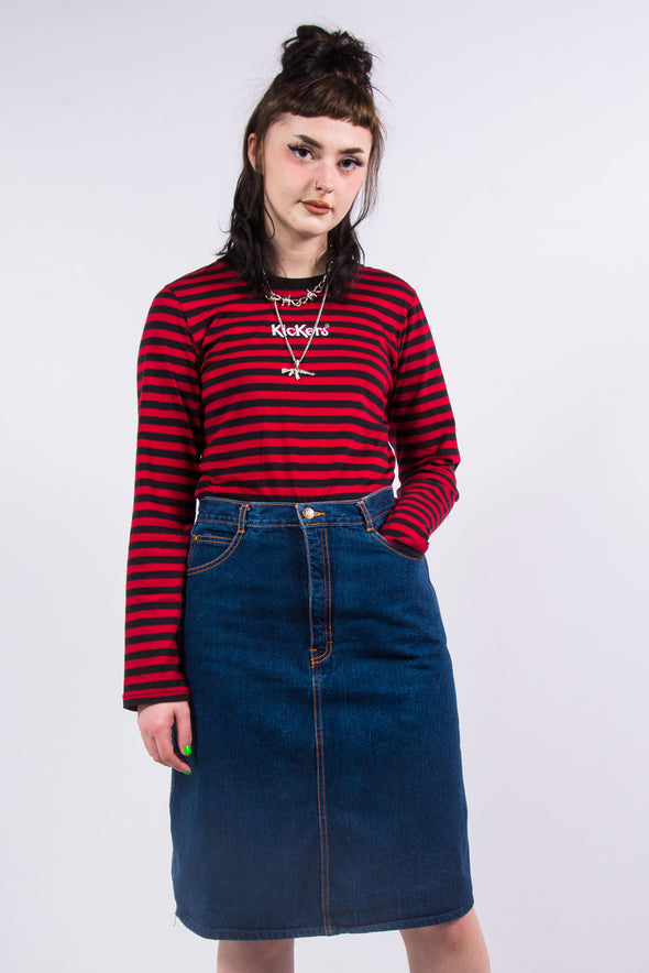 Vintage Blue Denim Midi Skirt