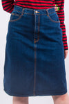 Vintage Blue Denim Midi Skirt