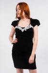 Vintage 80's Black Velvet Mini Dress