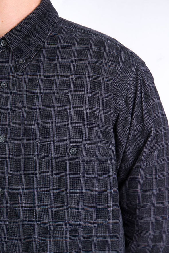 90's Vintage Check Pattern Cord Shirt