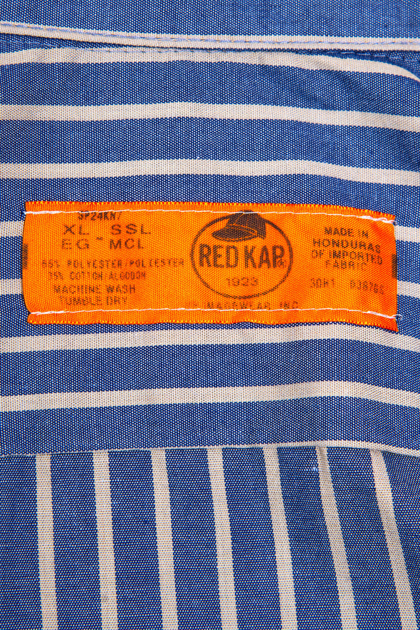 Vintage Longline Red Kap Striped Work Shirt