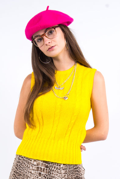 Vintage 90's Yellow Cable Knit Tank Top