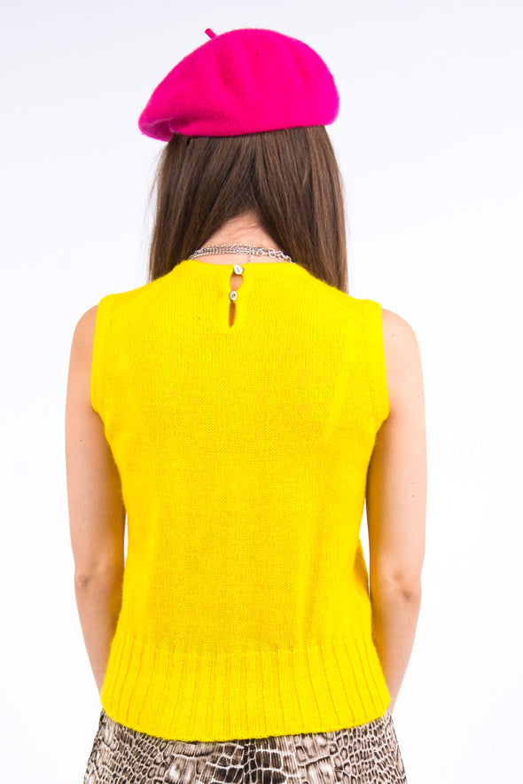 Vintage 90's Yellow Cable Knit Tank Top