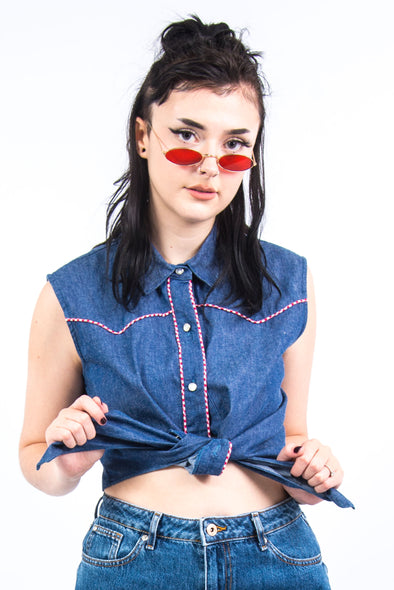 Vintage 90's Western Denim Cropped Shirt