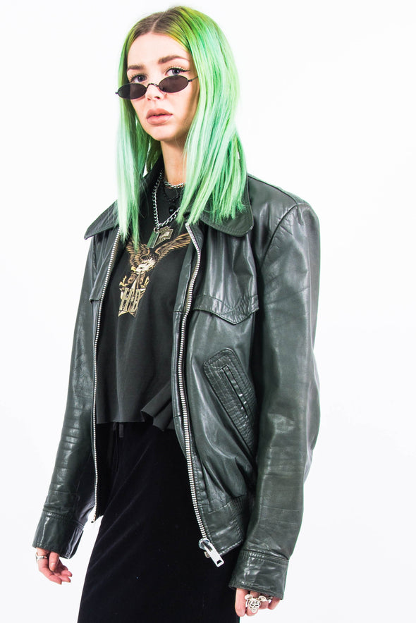 Vintage 70's Green Leather Jacket