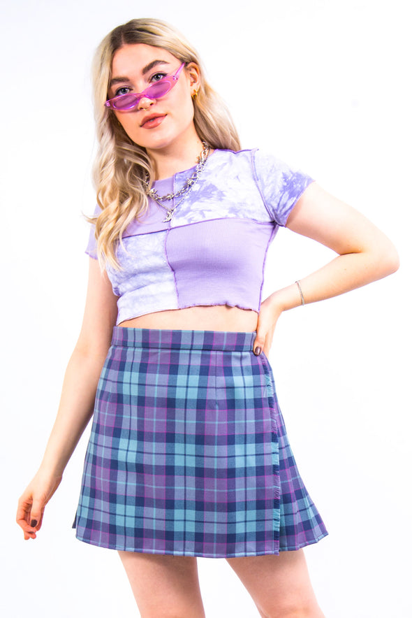 Vintage 90's Lilac Tartan Mini Skirt