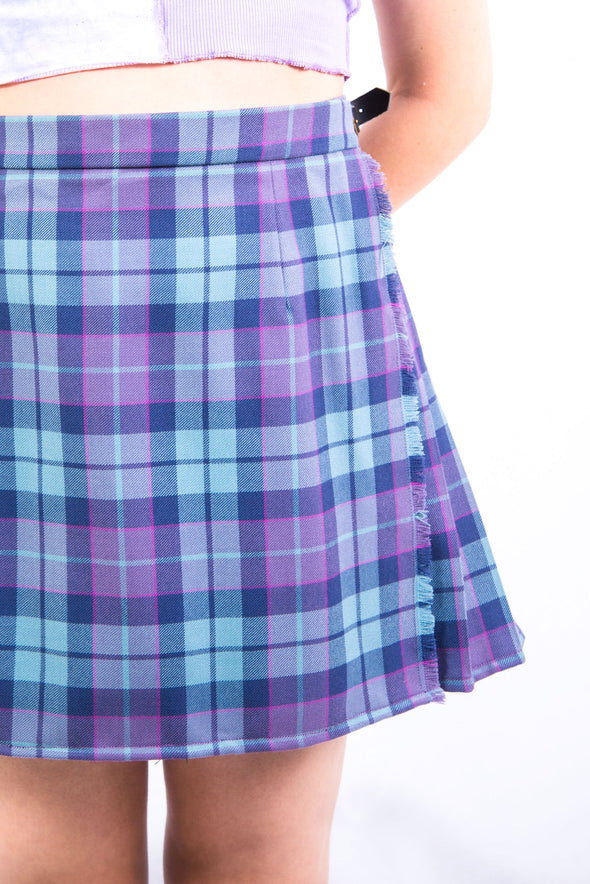 Vintage 90's Lilac Tartan Mini Skirt