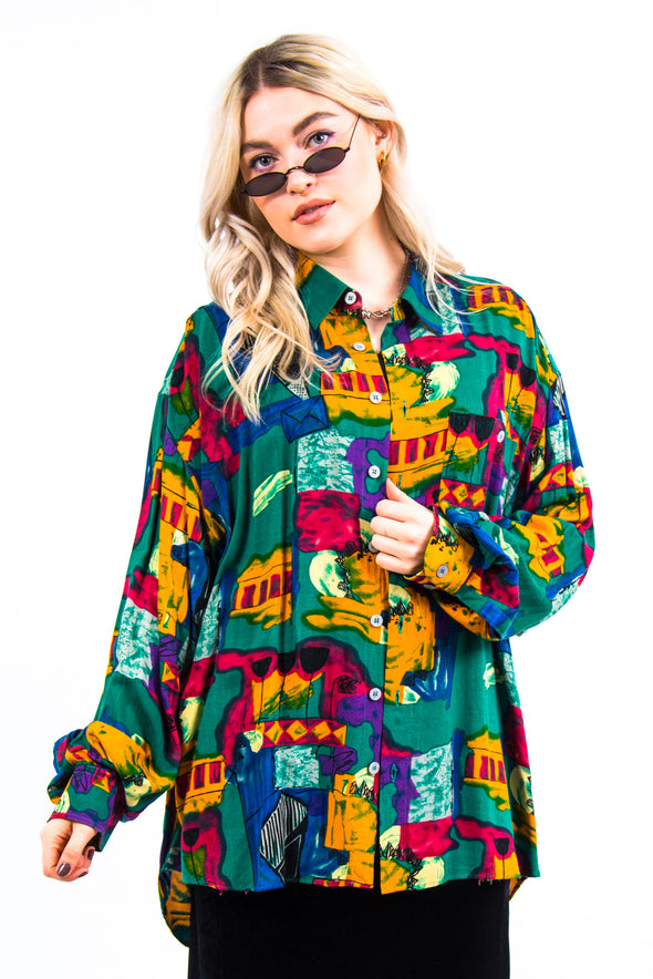 Vintage 90's Abstract Print Multicoloured Shirt
