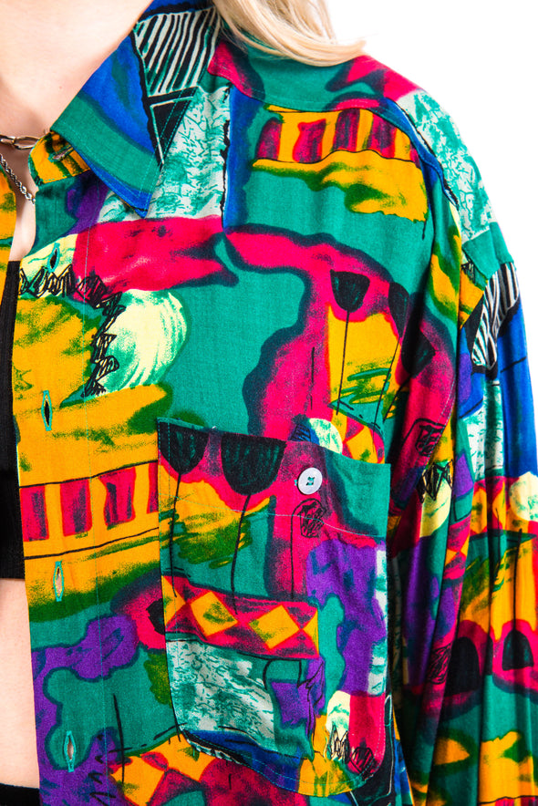 Vintage 90's Abstract Print Multicoloured Shirt