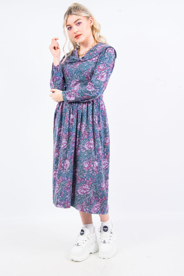 Vintage 80's Laura Ashley Floral Midi Dress