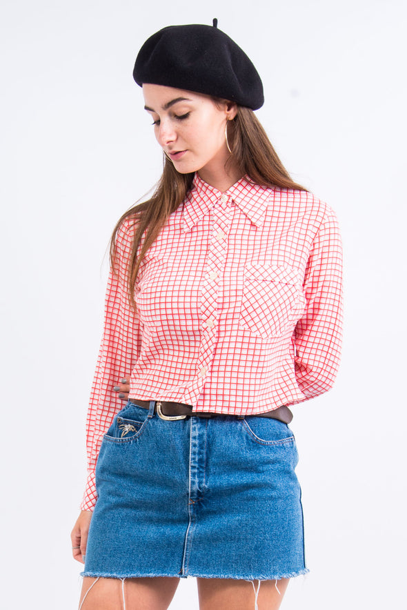 Vintage 70's Red Check Western Style Shirt