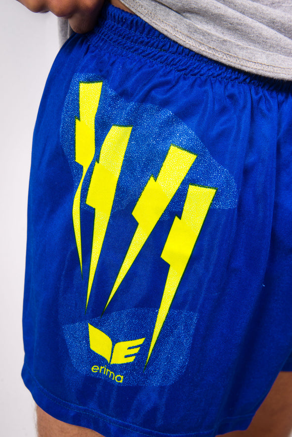 Vintage 90's Erima Blue Neon Trim Sports Shorts