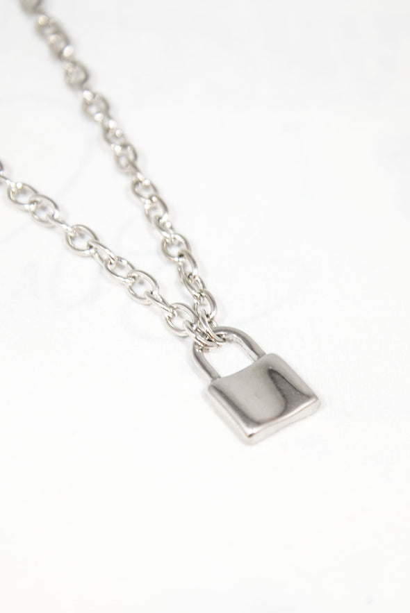 Silver Y2k Padlock Necklace