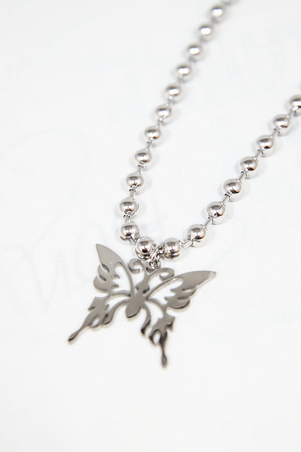 Y2K Silver Butterfly Necklace
