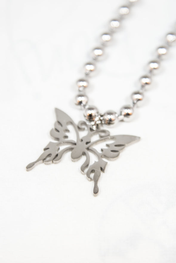 Y2K Silver Butterfly Necklace