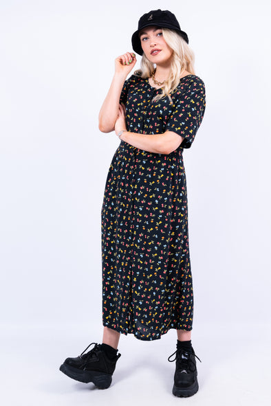 Vintage 90's Fruit Print Midi Dress