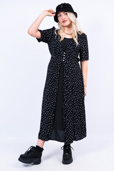 Vintage 90's Floral Layered Maxi Dress