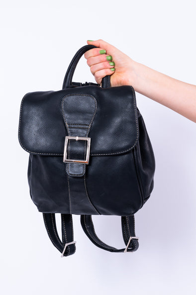 Vintage 90's Black Leather Backpack