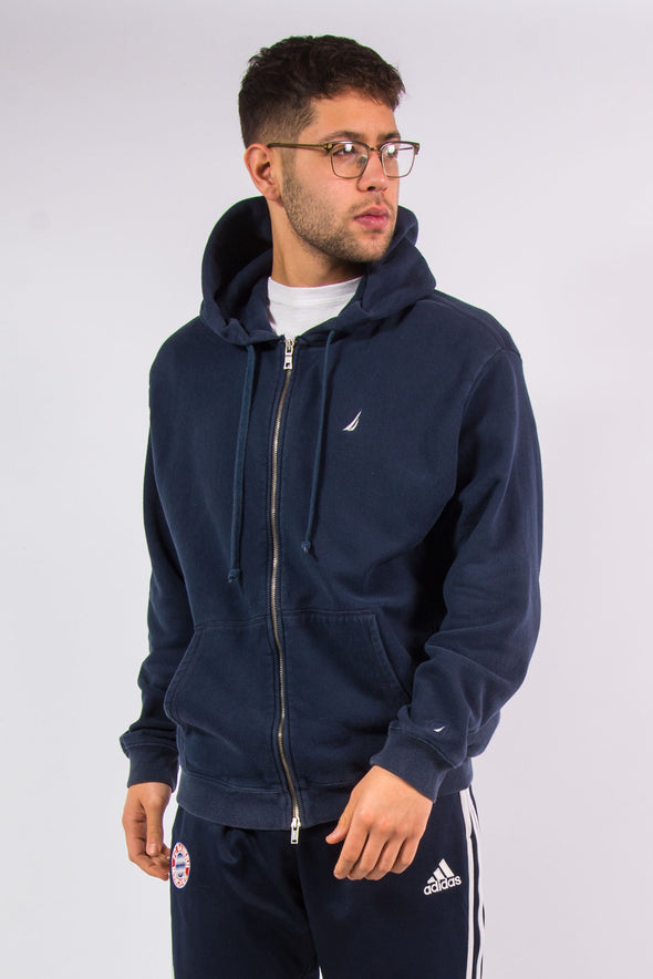 Nautica navy blue zip fasten hooded sweatshirt