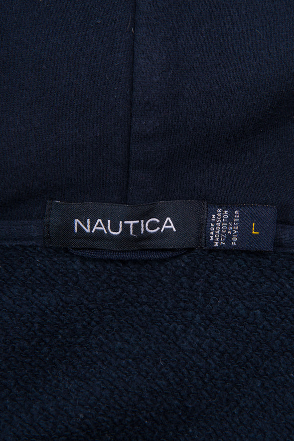 Nautica navy blue zip fasten hooded sweatshirt